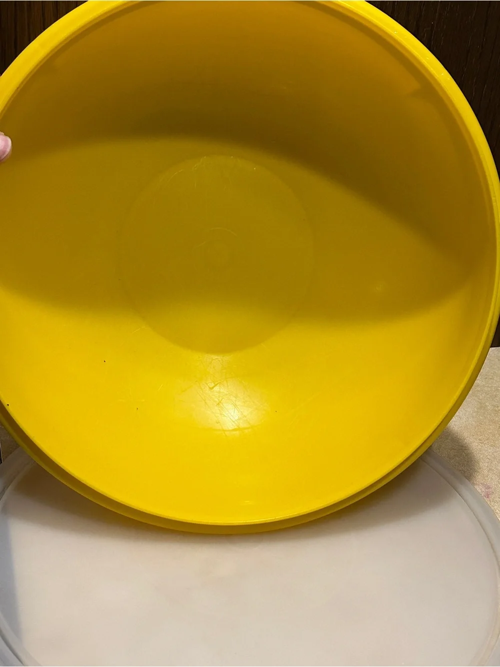Tupperware Bright Yellow Bowl with Cream Snap-On Lid